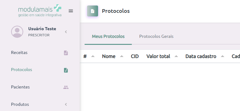 Protocolos do prescritor